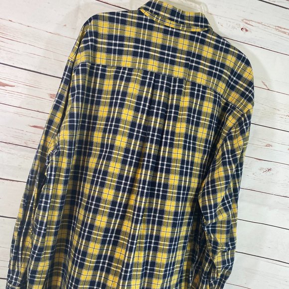 SOLD Eddie Bauer Black & Yellow Plaid Flannel Long Sleeve Shirt NWOT - Picture 11 of 14